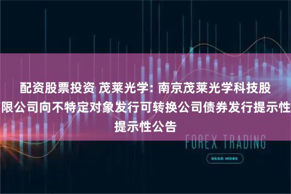 配资股票投资 茂莱光学: 南京茂莱光学科技股份有限公司向不特定对象发行可转换公司债券发行提示性公告